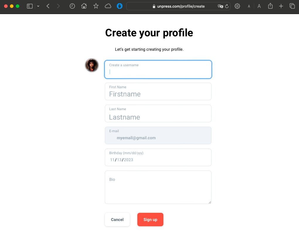 Creating your profile