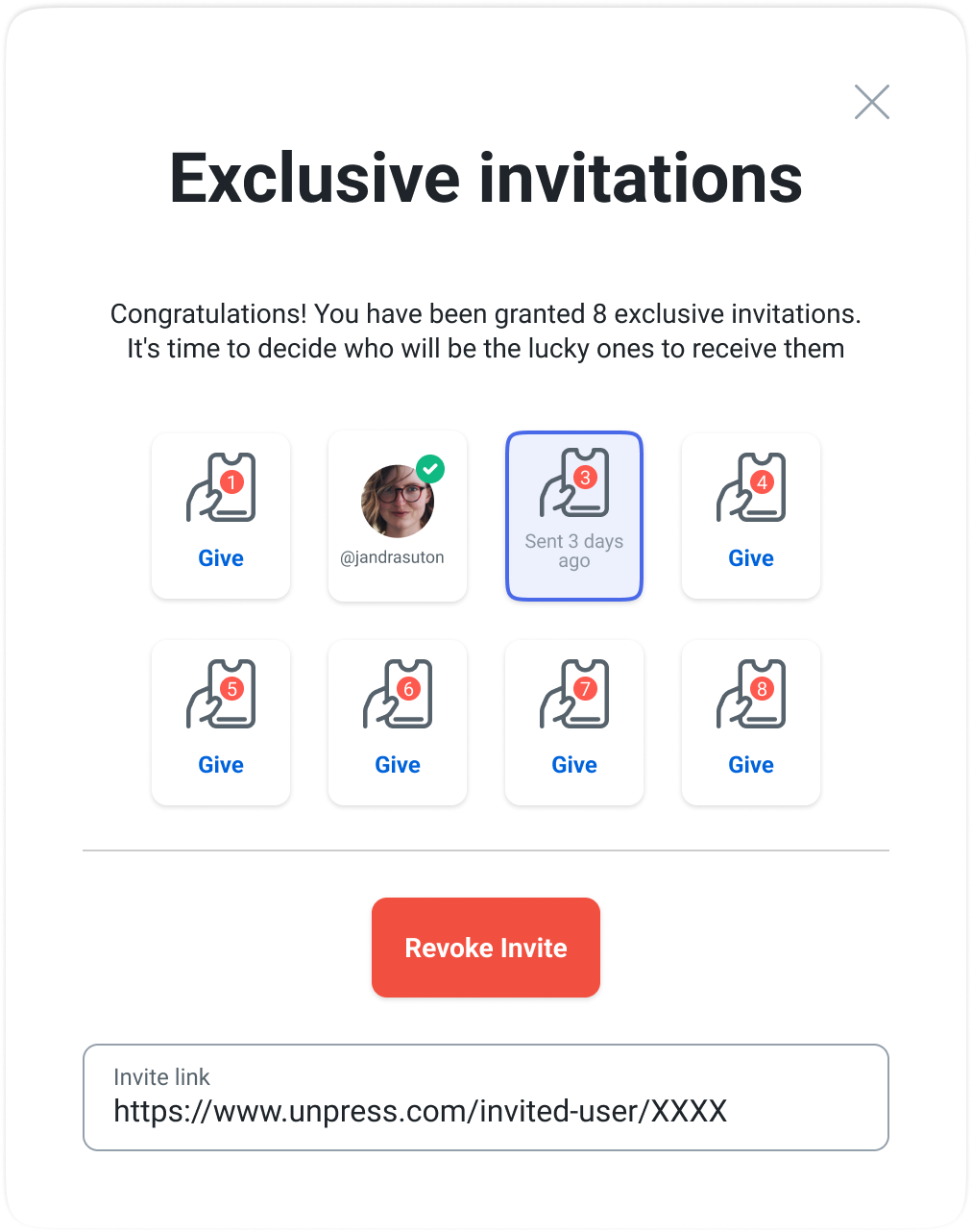 Getting an invitations unique link